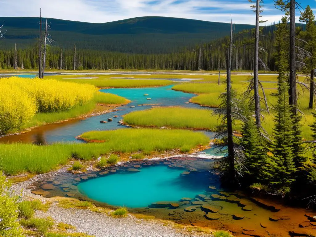 A vibrant and diverse ecosystem in Boiling River, Yellowstone National Park.
